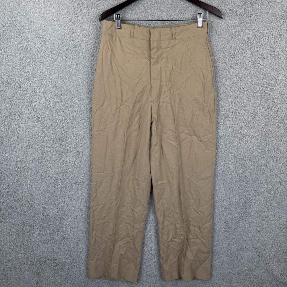 Vintage 70s Wool Tropical‎ Khaki Pants Mens 34x36 (Fits 31x31) Tan M-1 Type 2